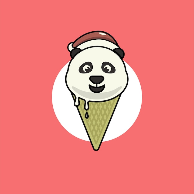 Panda Cône Glace Illustration Vecteur