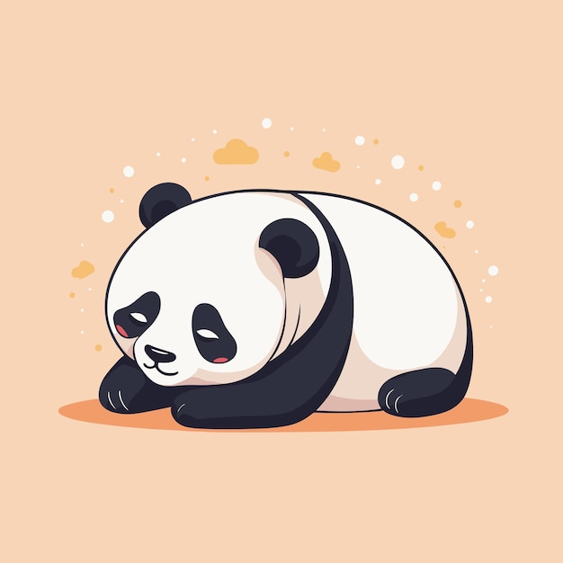 Le panda de dessin animé adorable dormant sur le sol illustration vectorielle