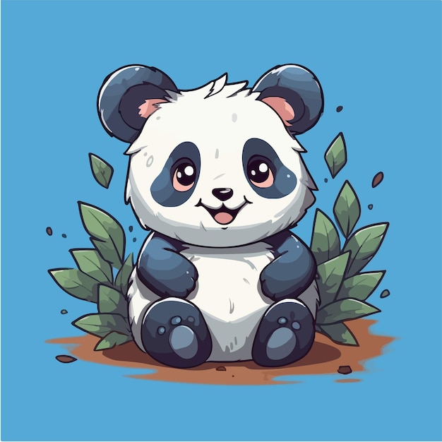 Un panda de dessin animé est assis dans la jungle.