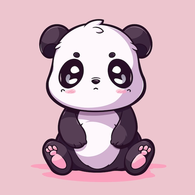 Vecteur un panda de dessin animé avec un fond rose