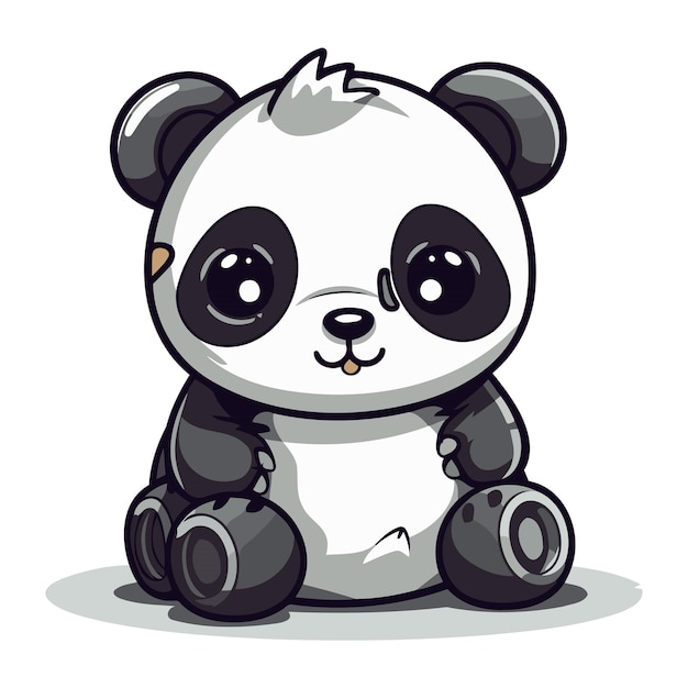 Vecteur un panda de dessin animé mignon assis sur un fond blanc illustration vectorielle