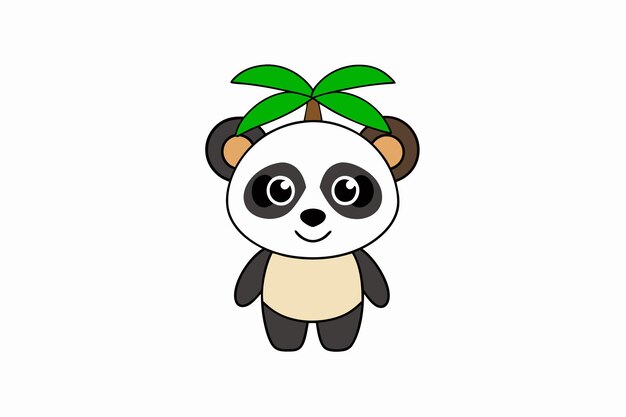 Panda du palmier Panda adorable avec illustration vectorielle du chapeau de palmier pour la conception graphique imprimable