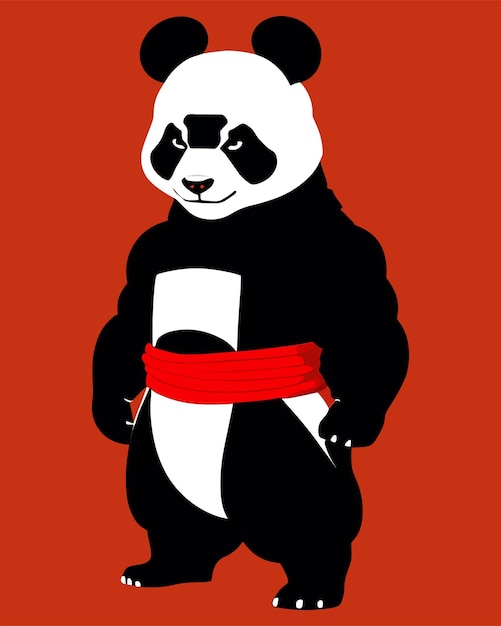 Un panda sur fond rouge