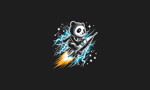 Le panda sur une fusée sur le vecteur de la galaxie.