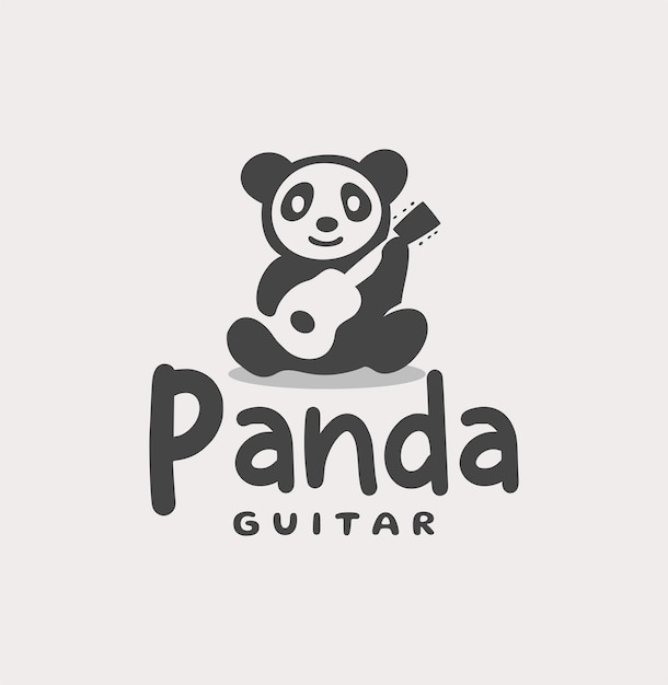 Vecteur panda heureux mignon avec guitare musique logo vecteur icône design