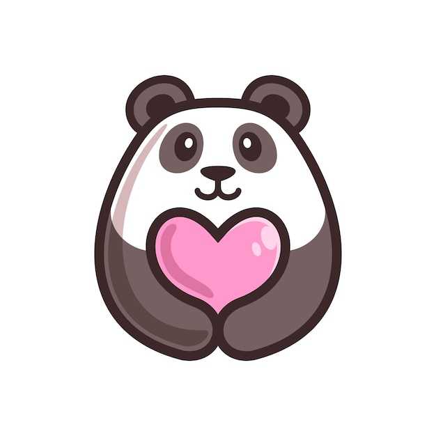 Vecteur panda hug avec love cartoon logo design