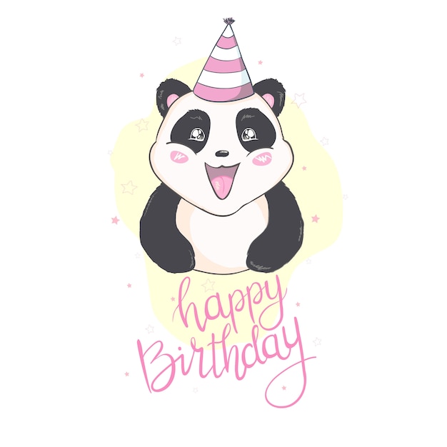 Panda Joyeux Anniversaire Sur Carte Blanche