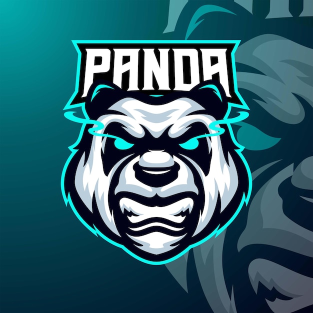 Panda Mascotte Logo Esport Vecteur Premium