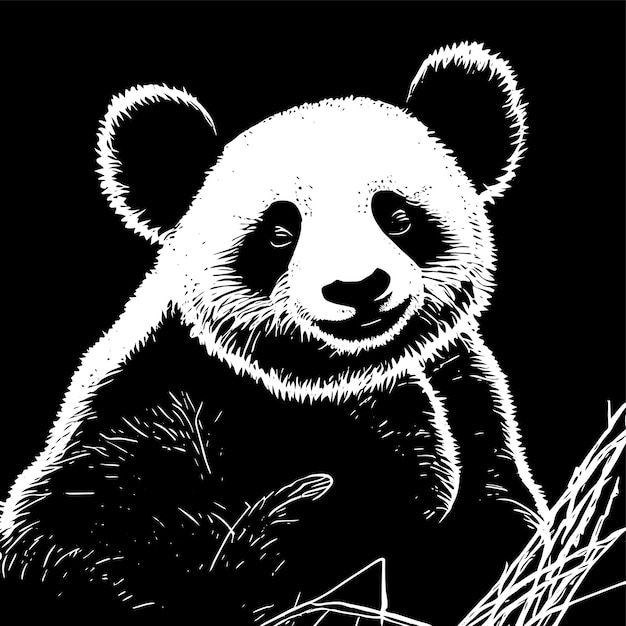 Vecteur panda mignon avec bambou dessiné à la main dessin animé autocollant icône concept illustration isolée