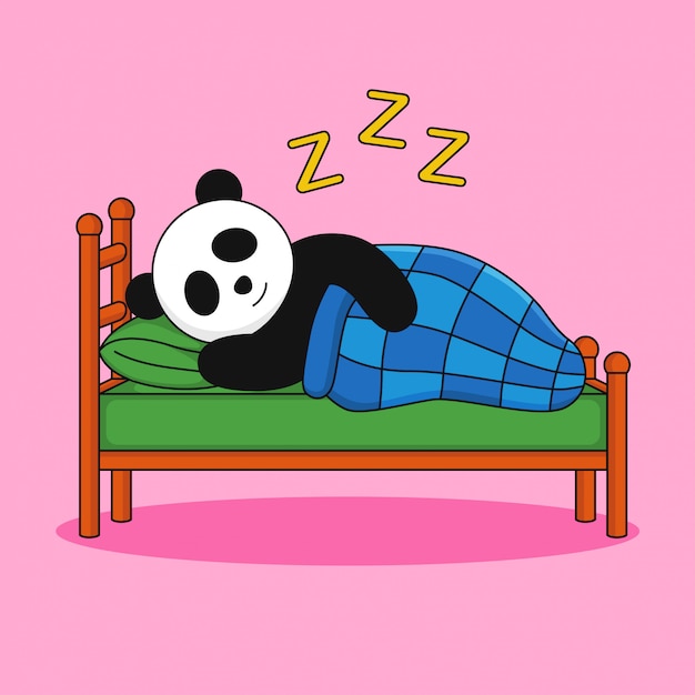 Un Panda Mignon Dort Dans Son Lit