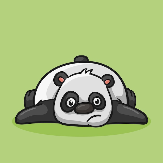 Panda Mignon Face Vers Le Bas Style Cartoon Fatigué