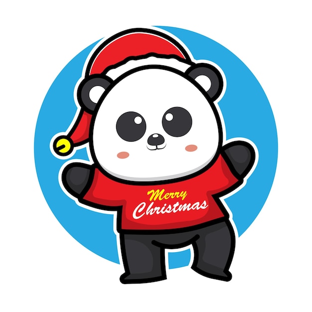 Panda Mignon Avec Illustration De Concept De Noël Animal Personnage De Dessin Animé De Costume De Noël