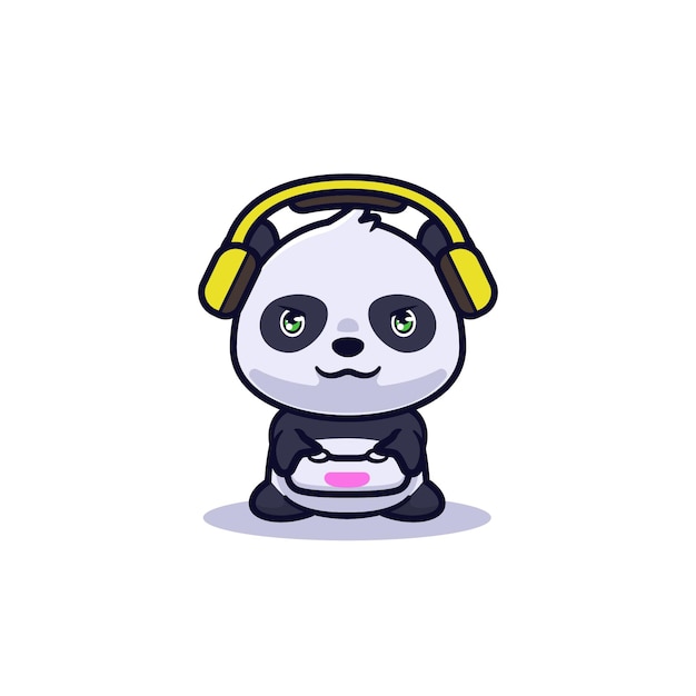 Panda Mignon Jouant à L'illustration Du Jeu Vidéo