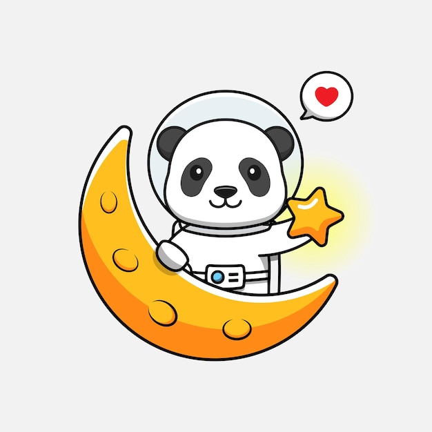 Panda Mignon Portant Un Costume D'astronaute Dans La Lune