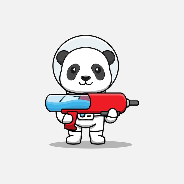 Panda Mignon Portant Un Costume D'astronaute Portant Un Pistolet