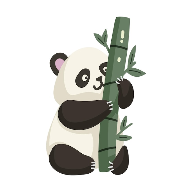 Un panda mignon qui mange du bambou