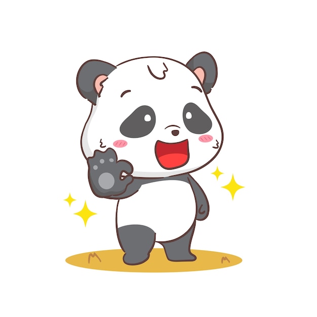 Panda Mignon Avec Signe De Main Ok Personnage De Dessin Animé Kawaii Adorable Conception De Concept Animal