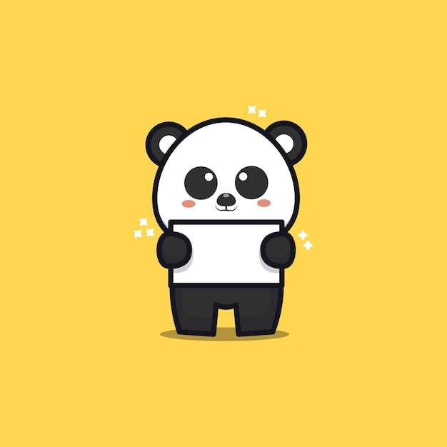 Panda Mignon Tenir Illustration De Dessin Animé De Bannière
