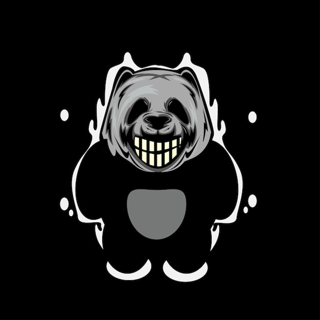 Panda Monstre Sourire Illustration Panda Vecteur