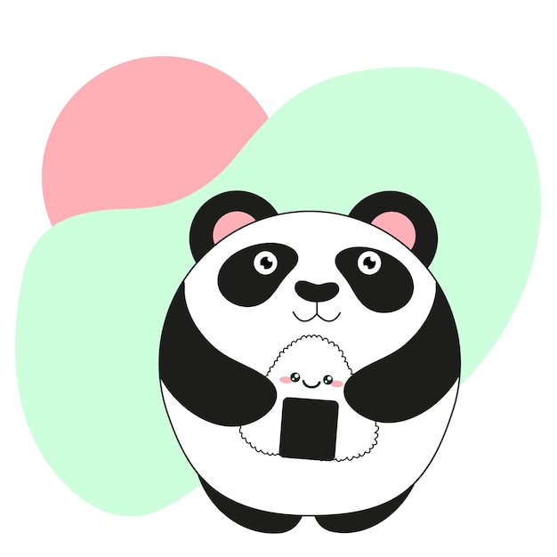 Vecteur panda avec onigiri