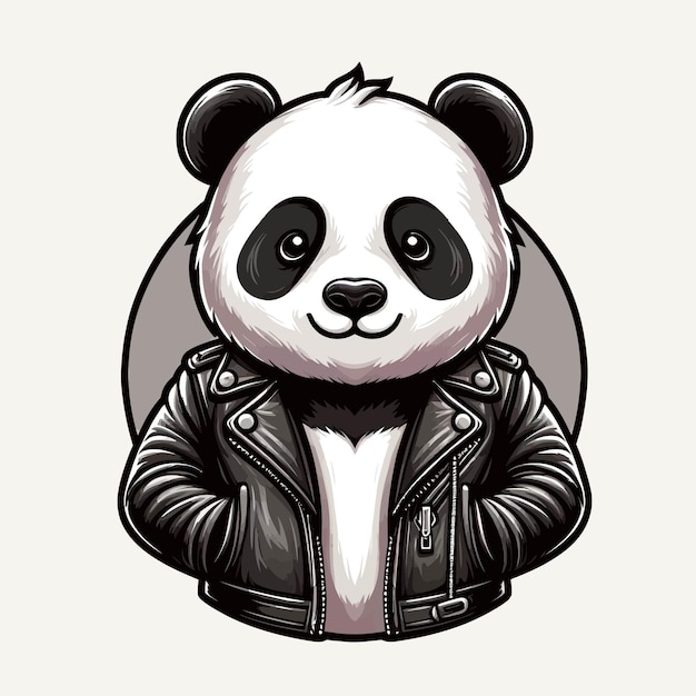 Un Panda Portant Une Veste En Cuir