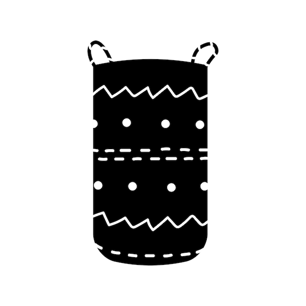 Panier noir blanc scandinave Illustration vectorielle plane isolée sur fond blanc