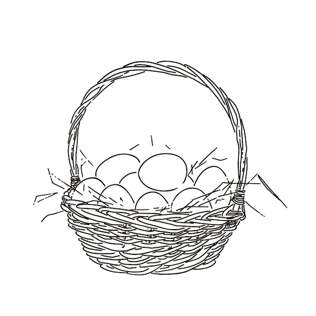 Vecteur panier avec des oeufs peints lignes vector