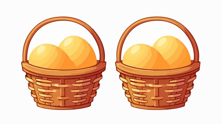 Vecteur le panier de pâques avec des œufs illustration vectorielle de dessin animé