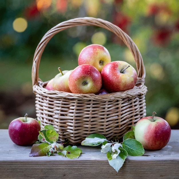 Vecteur un panier de pommes fraîches