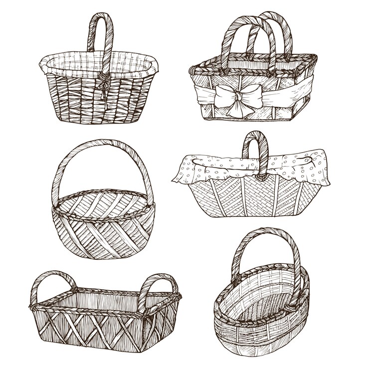 Paniers dessinés à la main