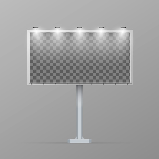Panneau d'affichage blanc sur pilier avec place transparente pour affiche publicitaire