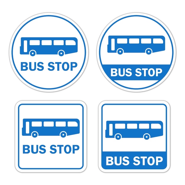 Vecteur panneau d'arrêt de bus post station set bundle modèle imprimable transport design isolé public sign