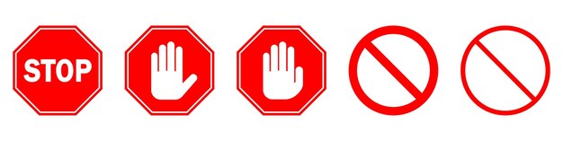 Vecteur panneau d'arrêt rouge isolé vector stop hand sign