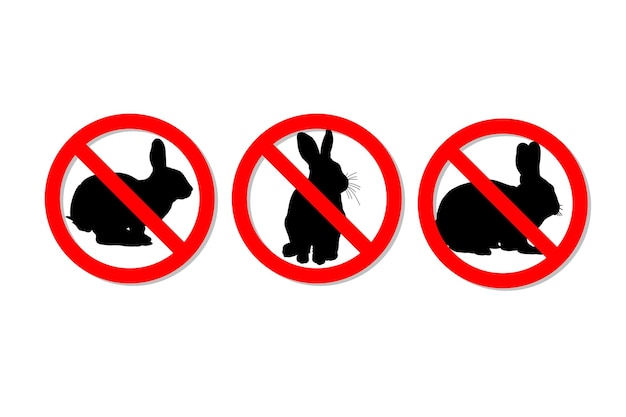 Vecteur panneau d'avertissement aucune conception de vecteur de lapins