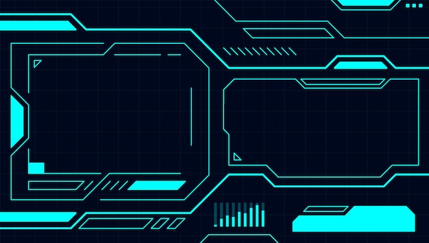 Panneau De Commande Bleu Abstrait Hud De L'interface De Technologie Sur La Conception De Vecteur De Fond Noir