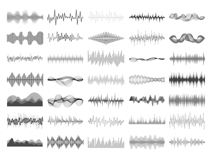 Vecteur panneau égaliseur numérique onde sonore et musique.