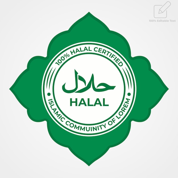 Vecteur un panneau halal pour les aliments musulmans en forme islamique