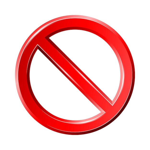 Vecteur panneau d'interdiction réaliste rouge brillant ou panneau d'arrêt et interdiction de badge ou interdit