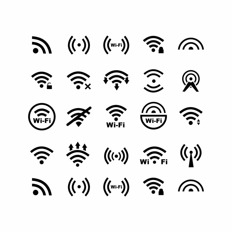 Vecteur un panneau noir et blanc qui dit wifi et wifi