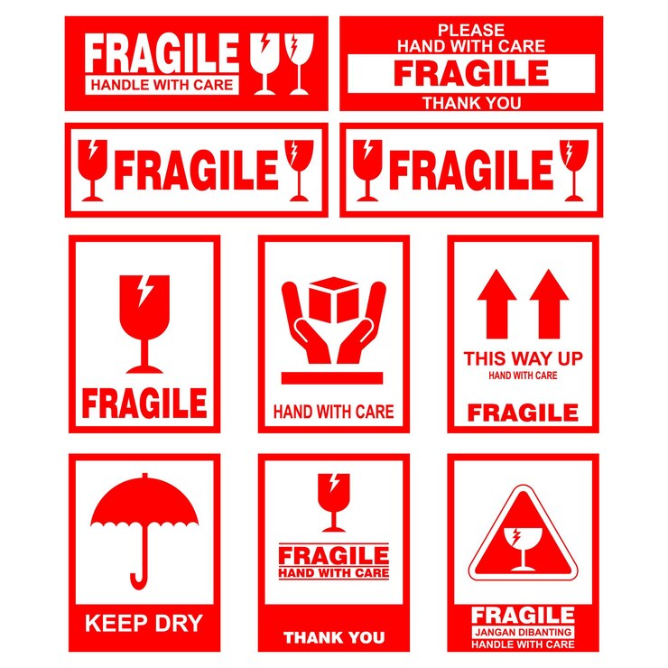 Vecteur un panneau rouge avec un fond rouge qui dit fragile fragile