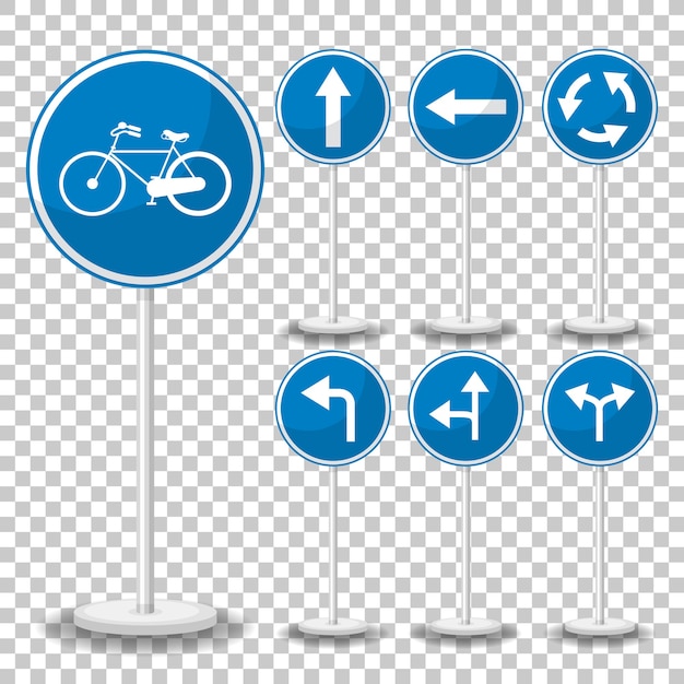 Panneau De Signalisation Bleu Sur Fond Transparent