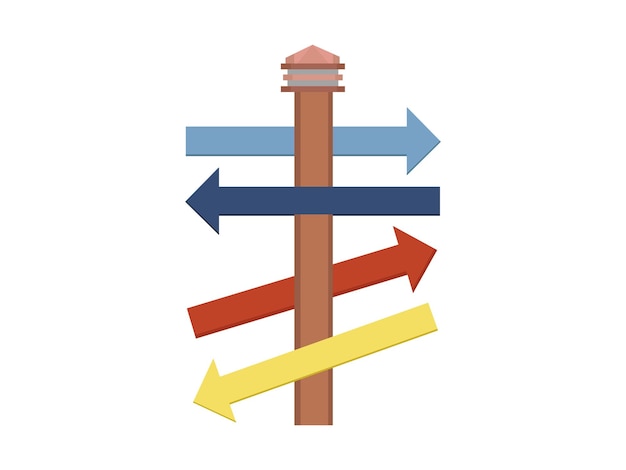 Vecteur le panneau de signalisation indique la direction à l'aide de flèches