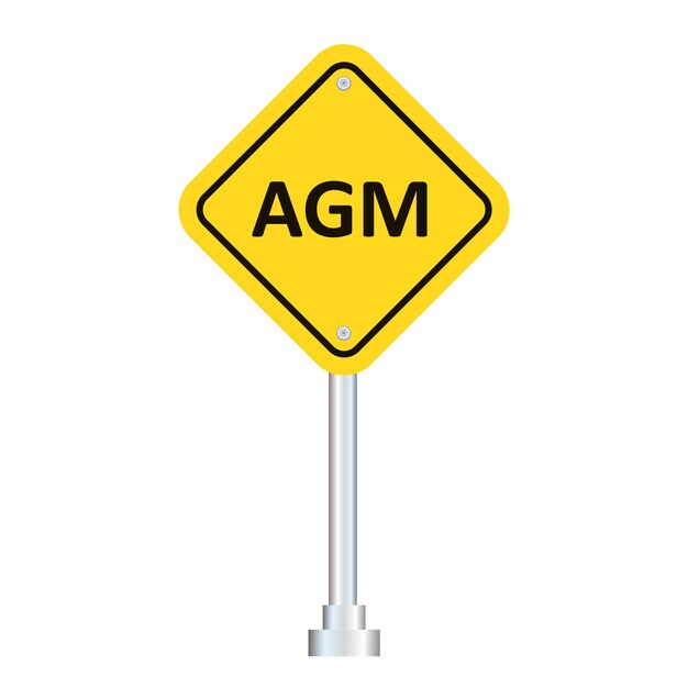 Panneau de signalisation jaune AGM de transport isolé sur fond blanc