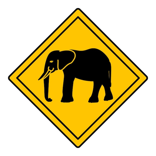 Le panneau de signalisation jaune de l'éléphant