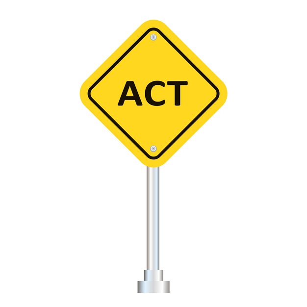 Panneau de signalisation jaune transport ACT isolé sur fond blanc