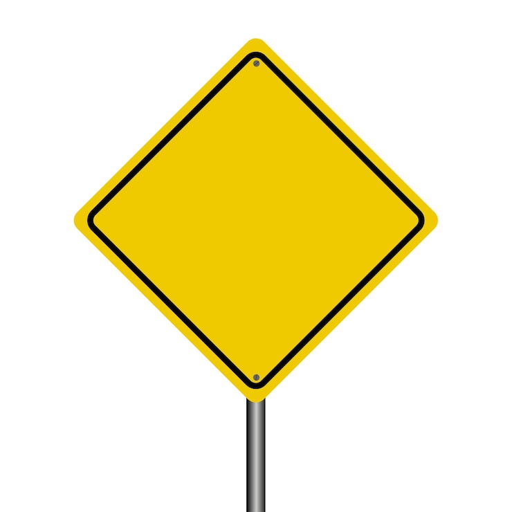 Vecteur panneau de signalisation jaune vide avec fond blanc