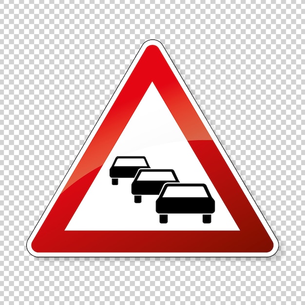 Panneau de signalisation pas de passage Panneau de signalisation allemand avertissant de la probabilité de files d'attente de circulation sur fond transparent vérifié Illustration vectorielle Fichier vectoriel Eps 10