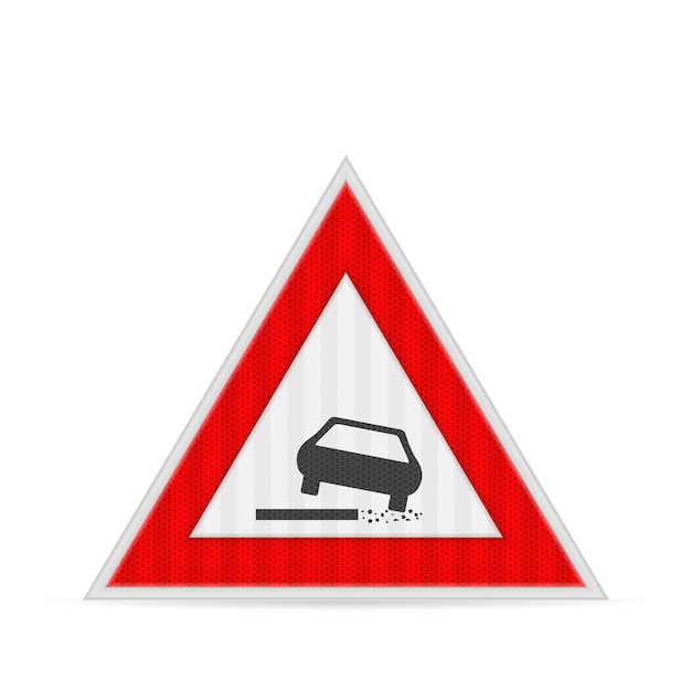 Le panneau de signalisation routière en gravier lâche