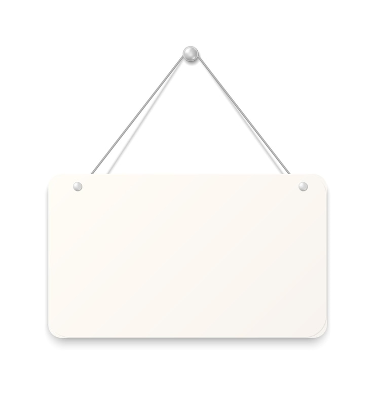 Vecteur panneau suspendu panneau vierge réaliste feuille de papier fixée au mur avec un bouton métallique carton vide aux bords arrondis rappel épinglé par un clou en métal argenté maquette de signalisation vectorielle