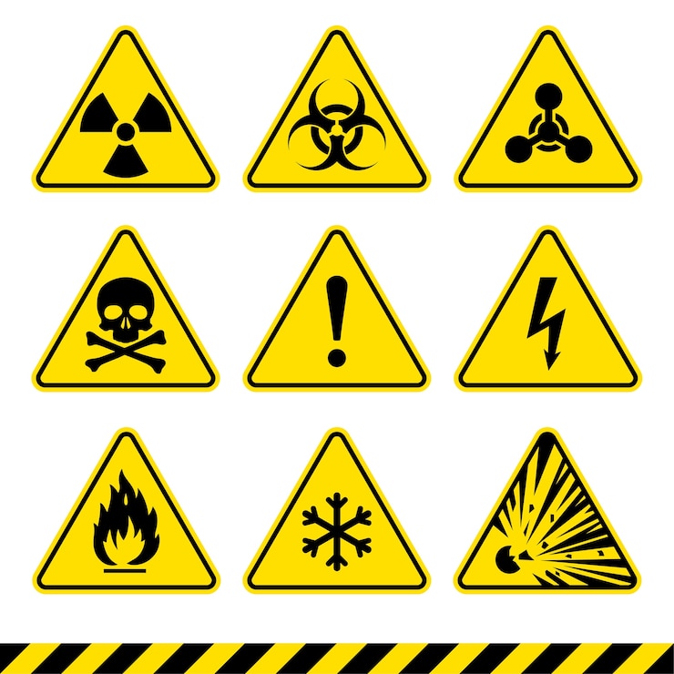 Vecteur les panneaux d'avertissement définissent des icônes de danger